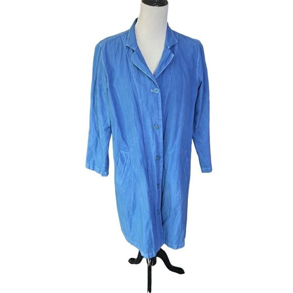 Eileen Fisher light weight blue cotton blend coat jacket size M - Picture 1 of 10